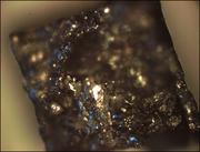 Diamanthaltiges Gestein, das im Hochdruck-Laboratorium des Bayerischen Geoinstituts hergestellt wurde. Es hat die gleiche chemische Zusammensetzung wie Diamantgestein in rund 180 Kilometern unter der Erdoberfläche. Die Forschungstechnologien im BGI ermöglichen eine präzise Simulation der Druckverhältnisse und der Temperaturen in verschiedenen Schichten des Erdinneren. – Die hier abgebildete Gesteinsprobe hat einen Durchmesser von 3 Millimetern, das weiß glänzende Gestein in der Mitte ist ein Diamant. Foto: Dr. Vincenzo Stagno