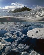 Columbia Gletscher in Alaska, Juli 2008: An der Oberfläche aufgestautes Schmelzwasser im Akkumulationsgebiet.  Bild: W. Tad Pfeffer